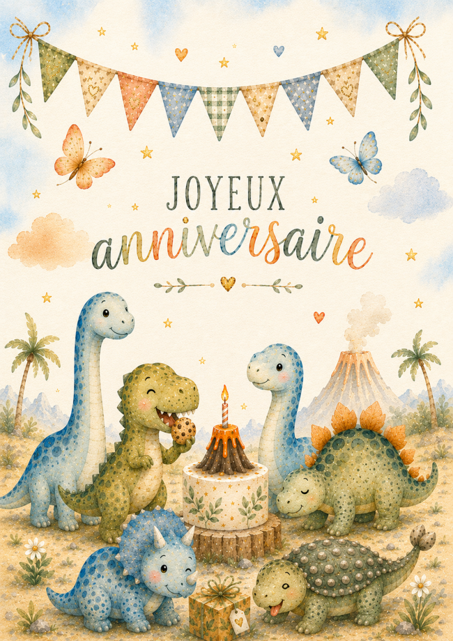 Carte anniversaire dinosaures
